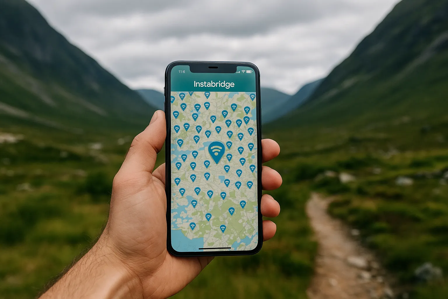 Como o Instabridge encontra redes Wi-Fi em lugares remotos